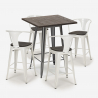 set hoher tisch 60x60cm 4 hocker holz metall industrial bruck wood Maße