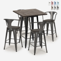 set  hoher tisch 60x60cm 4 hocker industrieller stil metall  bruck wood black Katalog
