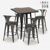 set  hoher tisch 60x60cm 4 hocker industrieller stil metall  bruck wood black Katalog