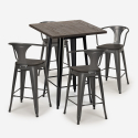 set  hoher tisch 60x60cm 4 hocker industrieller stil metall  bruck wood black Kauf