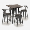 set  hoher tisch 60x60cm 4 hocker industrieller stil metall  bruck wood black Kauf
