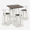 set 4 hocker  tisch 60x60cm holz metall bruck wood white Modell