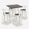 set 4 hocker  tisch 60x60cm holz metall bruck wood white Modell
