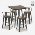 set 4 hocker tisch 60x60cm holz metall industriell bar rough Aktion