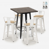 set von 4 hockern und tisch 60x60cm holz metall industriell bar rough black Angebot