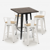 set von 4 hockern und tisch 60x60cm holz metall industriell bar rough black Auswahl