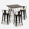 set tisch 60x60cm 4 hocker bar industrie-design rough white Modell