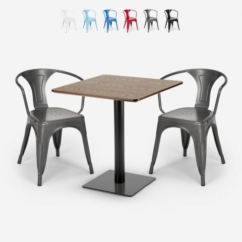 Set 2 Stühle Tolix Tisch Horeca 70x70cm Bars Restaurants Starter