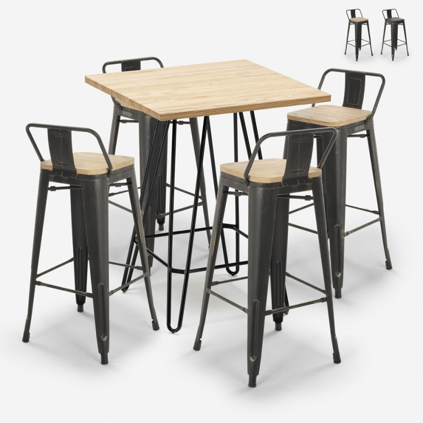 set tisch 60x60cm hoch 4 vintage hocker bar industriellen rhodos Aktion set tisch 60x60cm hoch 4 vintage hocker bar industriellen rhodos Aktion