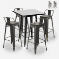 set hoher tisch 60x60cm 4 hocker schwarz vintage industriell rush black Aktion