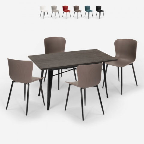 Esstisch-Set 120x60cm Tolix Industriedesign 4 Stühle Ruler Aktion