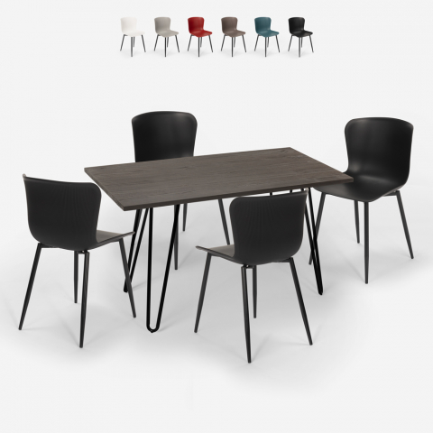Satz von 4 Stühlen Tolix industriellen Stil rechteckigen Tisch 120x60cm Draht Aktion