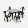 set 4 Lix stühle tisch 80x80cm vintage industrieller stil state black Preis