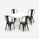 set  tisch 80x80cm 4 stühle metall industriellen stil Lix weiß state white Maße