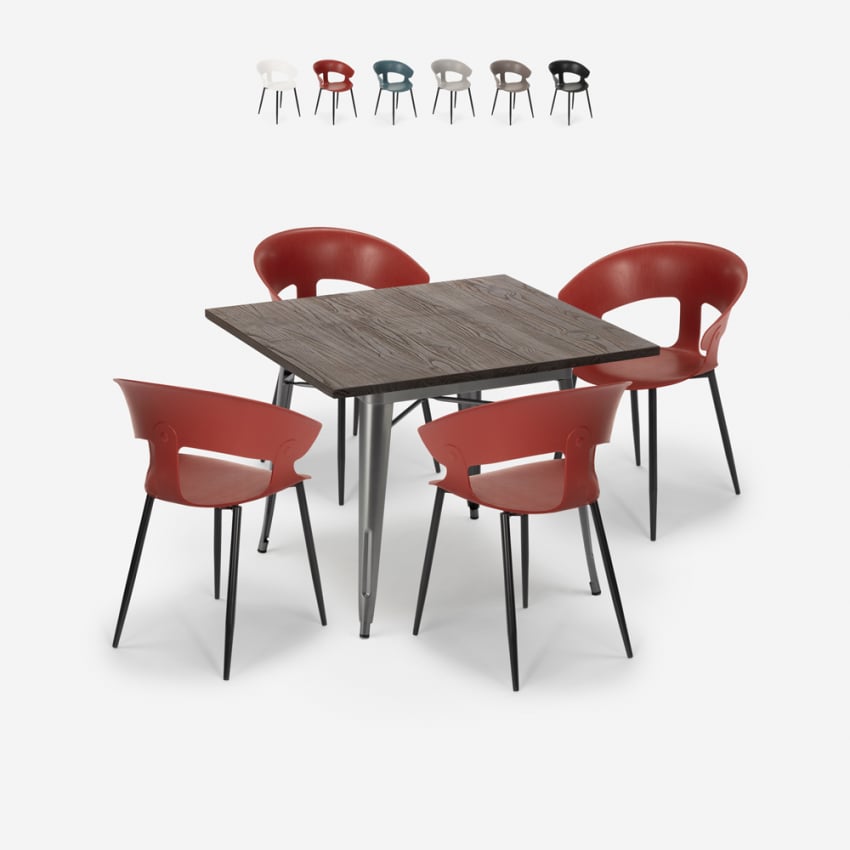 set quadratischer tisch 80x80cm  4 stühle industrial modernes design reeve Katalog