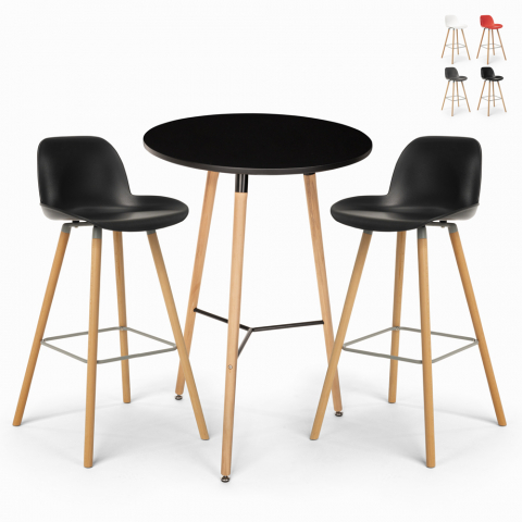 Set 2 Design-Hocker hoher Tisch 60cm rund schwarz Ojala Dark Aktion