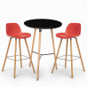 Set 2 Hocker hoher Tisch 60cm rund schwarz Ojala Dark Modell