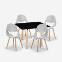Set schwarzer Tisch 80x80cm eckig 4 Stühle Skandinavisches Design Dax Dark