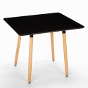 Set schwarzer Tisch 80x80cm eckig 4 Stühle Skandinavisches Design Dax Dark