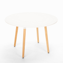 Set runder weißer Tisch 100cm skandinavisches Design 4 Stühle Midlan Light