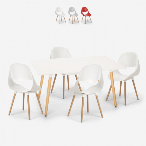 Flocs Light Skandinavisches Design rechteckiger Tisch 80x120cm 4 Stühle Aktion