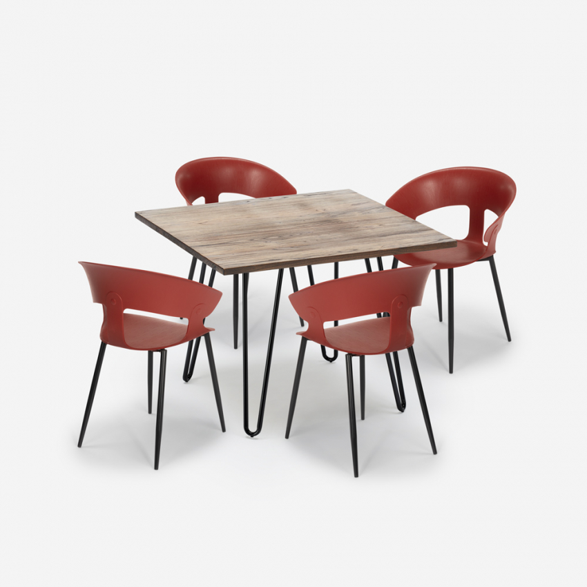  Set Restaurant Küche 4 Stühle mit Industriellen Tisch Maeve