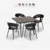 Set 4 Stühle und Tisch 80x80cm industrielles modernes Design Restaurant Küche Maeve Dark Aktion