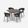 Set 4 Stühle und Tisch 80x80cm industrielles modernes Design Restaurant Küche Maeve Dark Auswahl