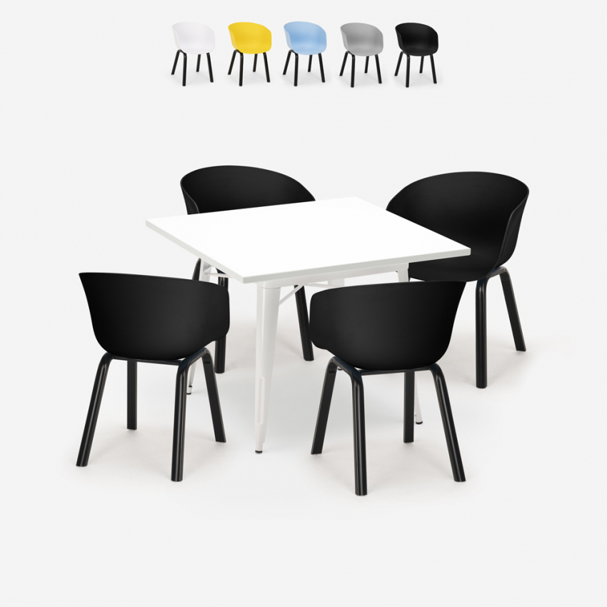 Set Tisch 80x80cm 4 Stühle Polypropylen Metall Krust Light Rabatte Set Tisch 80x80cm 4 Stühle Polypropylen Metall Krust Light Rabatte