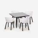Set Tisch 80x80cm 4 Stühle modernes Design Metall Krust Dark Modell