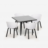 Set Tisch 80x80cm 4 Stühle modernes Design Metall Krust Dark Modell