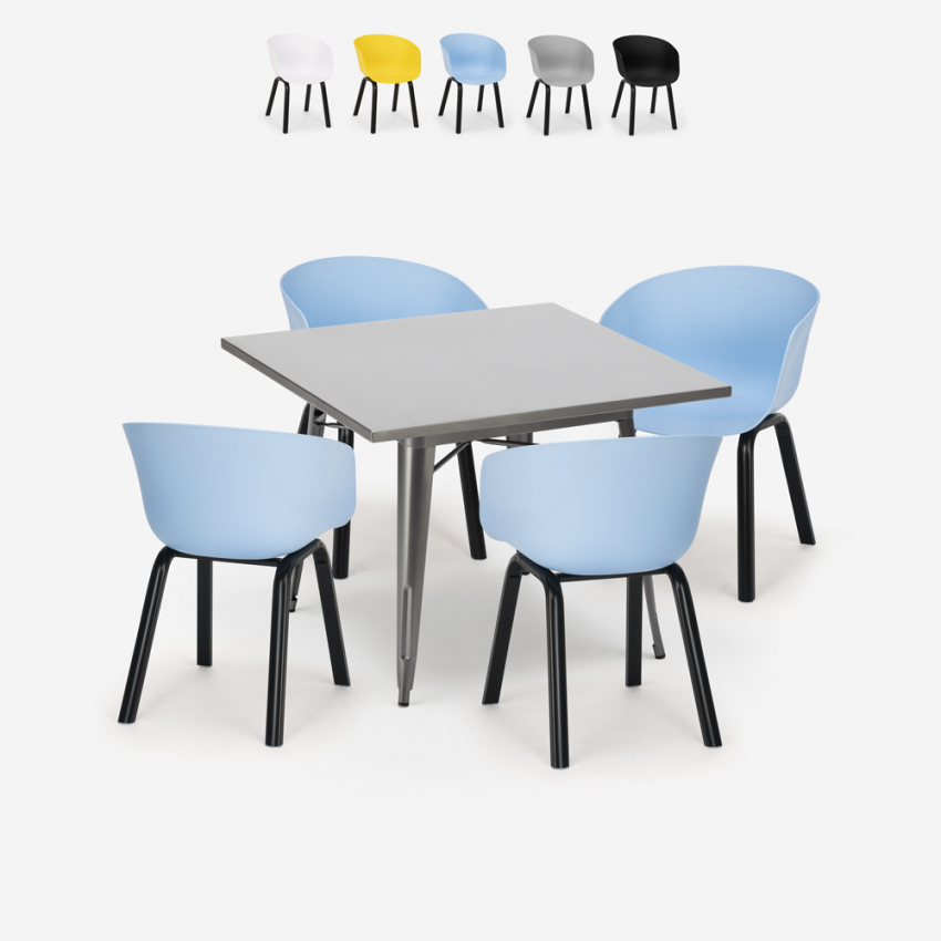 set quadratischer esstisch tisch 80x80cm 4 stühle Lix modernes design krust Verkauf