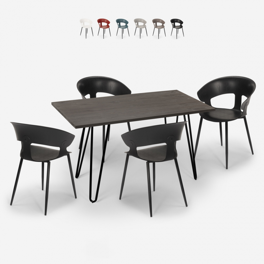 Set Esstisch Tisch 120x60cm  4 Stühle  modernes industrielles Design  Sixty Rabatte