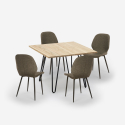Set Tisch 80x80cm 4 Design Stühle Kunstleder Holz Metall Wright Light Lagerbestand
