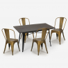 set tisch esstisch 120x60cm 4 stühle vintage holz metall summit Preis
