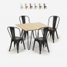 set  tisch 80x80cm  4 stühle küche bar vintage metall holz hedges light Sales