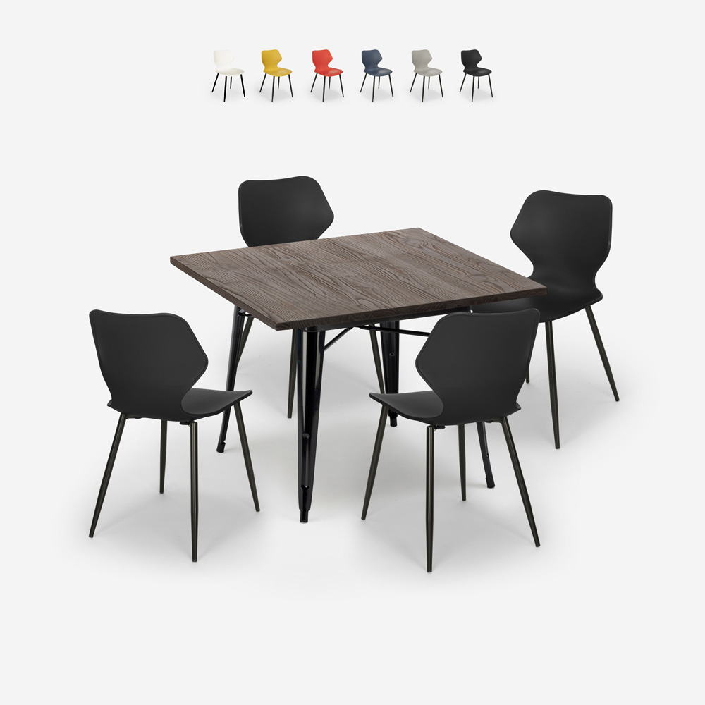 set tisch 80x80cm 4 stühle polypropylen metall howe dark