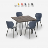 Set quadratischer Tisch 80x80cm 4 Stühle Design  Holz Metall Sartis Dark Angebot