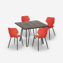 Set quadratischer Tisch 80x80cm 4 Stühle Design  Holz Metall Sartis Dark Kosten