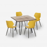 Set Quadratischer Tisch 80x80cm 4 Stühle aus Polypropylen Industriedesign Sartis Maße