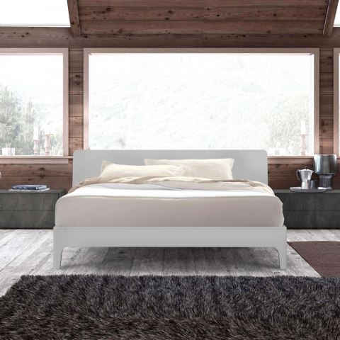 Modernes Design Doppelbett aus Holz 160x200cm Kopfteil Lattenrost Linz King