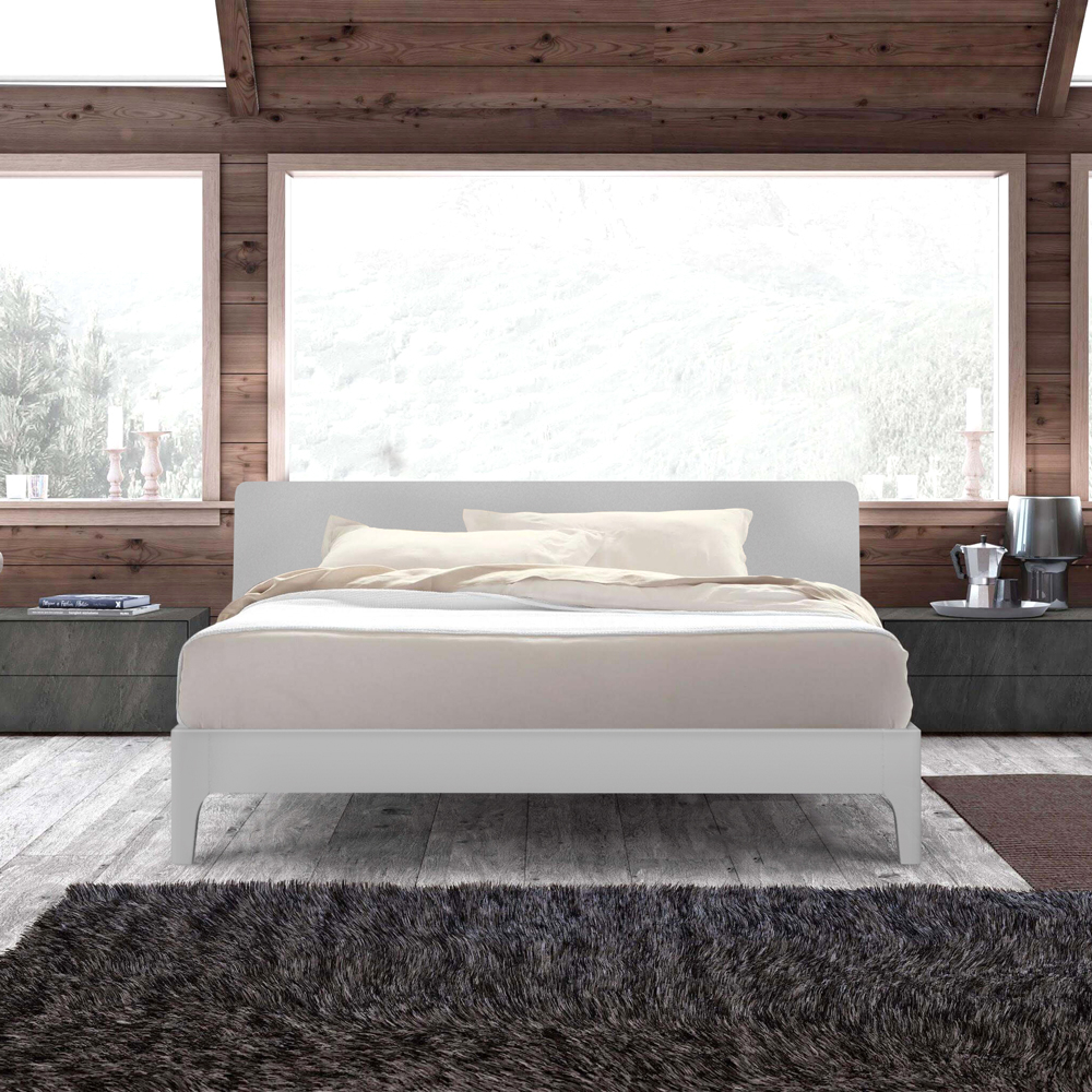Bett 160x200cm modernes Design mit Kopfteil und Holzlattenrost Linz King