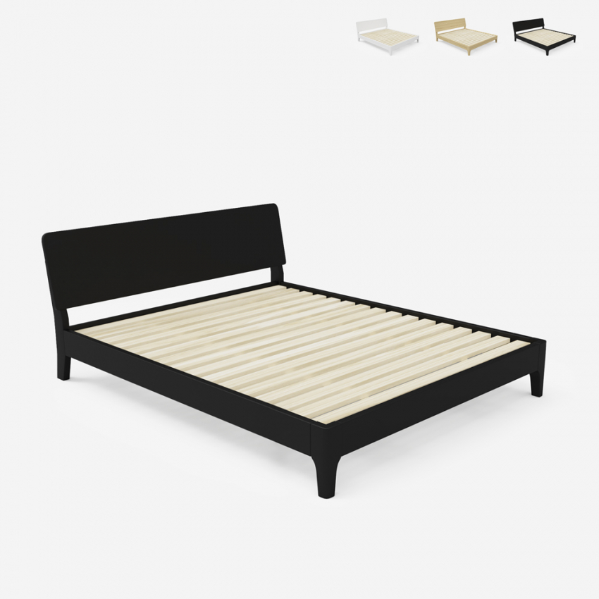Bett 160x200cm modernes Design mit Kopfteil und Holzlattenrost Linz King Preis