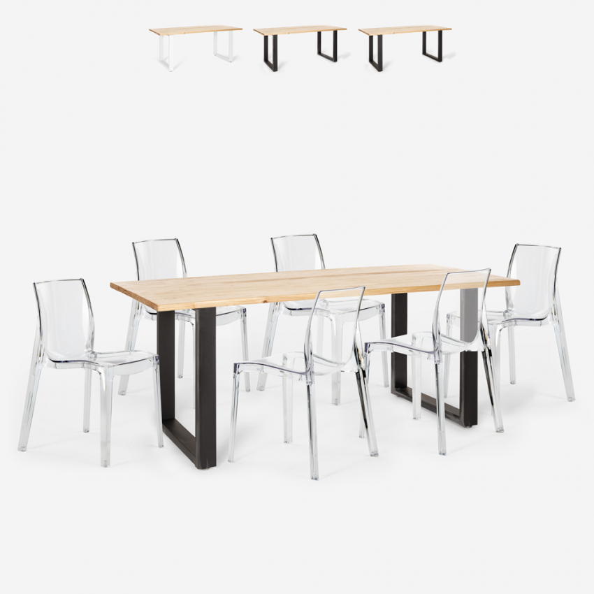 Set Esstisch Tisch 180x80cm 6 transparente Stühle Design industriell Vice Katalog Set Esstisch Tisch 180x80cm 6 transparente Stühle Design industriell Vice Katalog