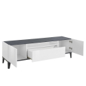 Moderner TV-Schrank 160x40 cm, 2 Fächer, Schublade in Hochglanz Weiß Schiefer Jacob Sales