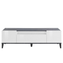 Moderner TV-Schrank 160x40 cm, 2 Fächer, Schublade in Hochglanz Weiß Schiefer Jacob Rabatte