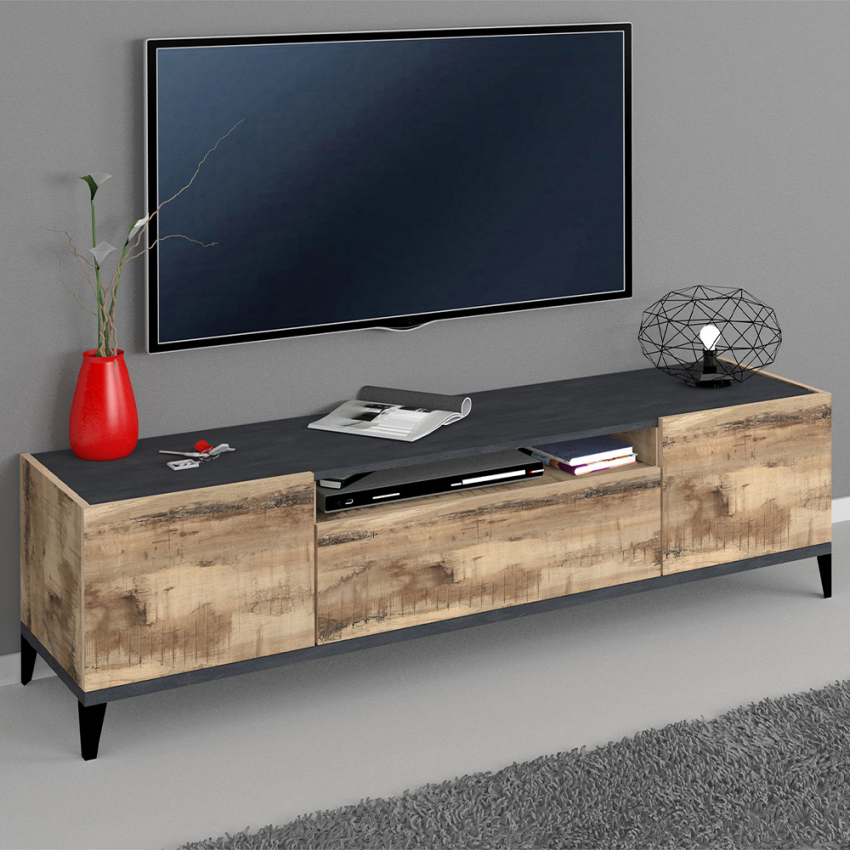 Moderner TV-Schrank, 160 x 40 cm, 2 Fächer, Schublade aus Schieferholz Jacob Report
