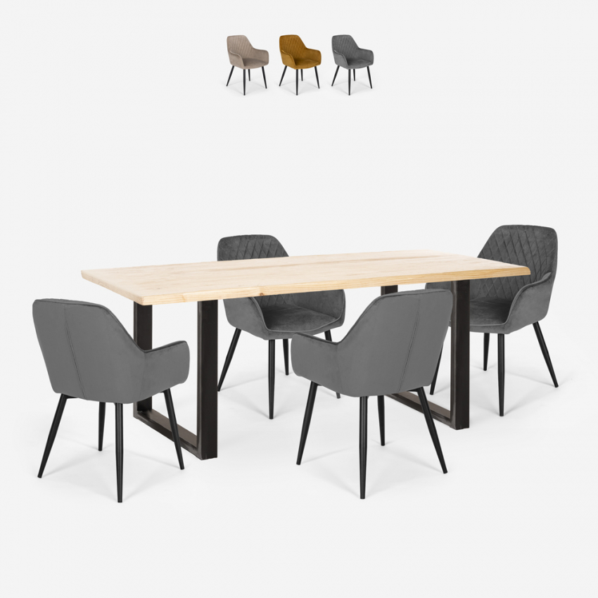 Set rechteckiger Tisch Esstisch 160x80cm 4 Samt Sessel Samsara M2 Verkauf