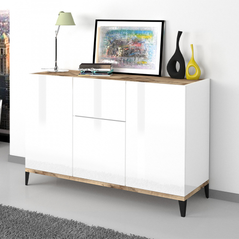 Moderne Design-Anrichte 120x40cm mit 3 Türen und Schublade für Wohnzimmer Rachel Wood Aktion