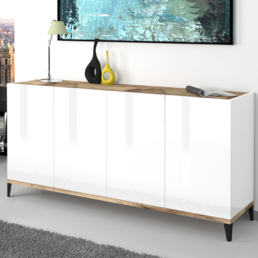 Küchen- und Wohnzimmer-Kommode 160x40 cm mit 4 Türen Audrey Wood Aktion Küchen- und Wohnzimmer-Kommode 160x40 cm mit 4 Türen Audrey Wood Aktion
